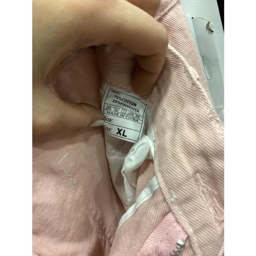 Kawaii Gothic Casual Style High Waisted Straight Wide Leg Ribbons Trim Pink Denim Pants XL or 32-4