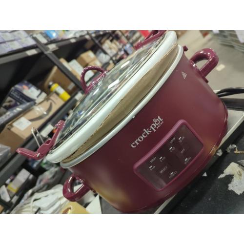 Crock-Pot 6qt Cook & Carry Programmable Slow Cooker Ceramic Lambrusco Red: 3 Settings, Dishwasher-Safe Parts, 210W