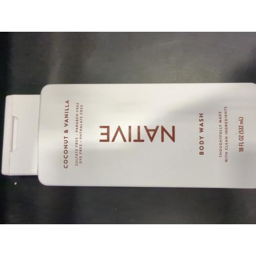Native Body Wash, 18 OZ, Coconut & Vanilla