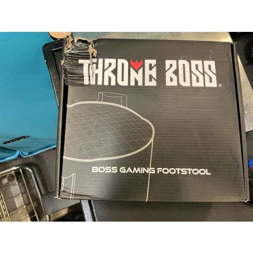 Throne Boss Gaming Footstool - Cover ONLY No Filling - Matching Bean Bag Chair Pouf/Ottoman - Round Gamer Foot Stool Footrest with Drink Holder (Pink)