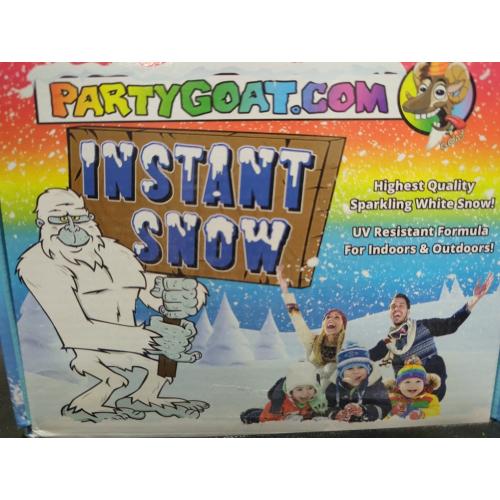 PARTY GOAT Instant Snow Powder for Sensory Play & Decor. 18oz Makes 7 Gallons of Fake Snow. Up to 400 Aritifical Snowballs. Outdoor & Indoor use. Just Add Water. Magic Fun for Kids