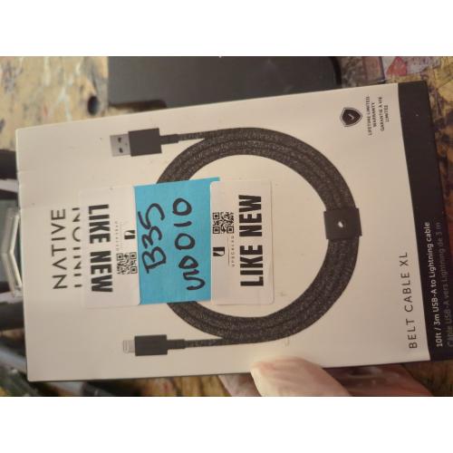 Native Union Belt Cable XL - 10ft Ultra-Strong Reinforced USB-A Charging Cable (Zebra)