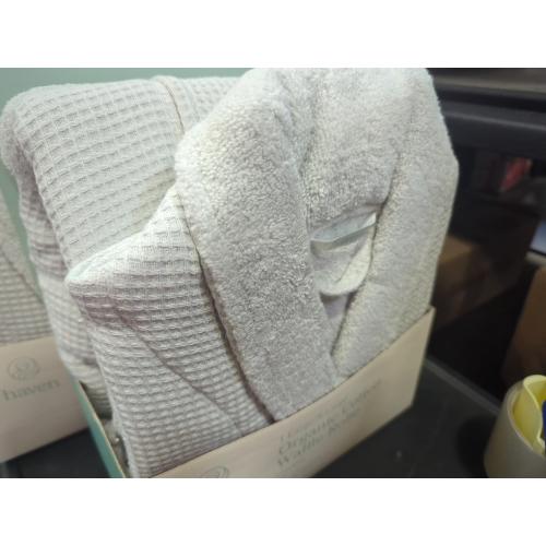 Size Large / X large Color Grey Haven Waffle Large/X-Large Organic Cotton Robe in Lunar Rock