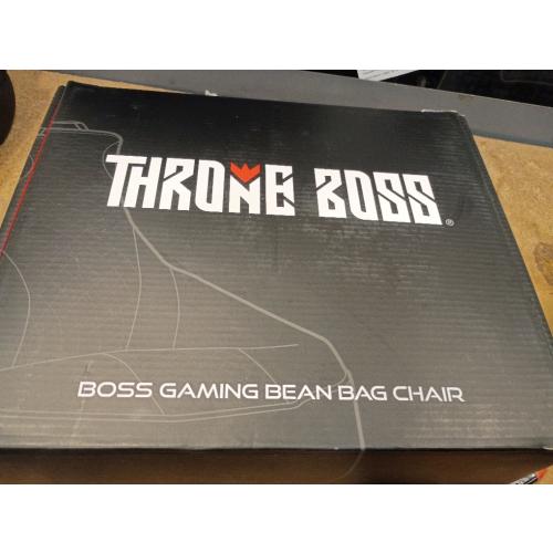Throne Boss Gaming Bean Bag Chair Cover for Kids with High Back, Blue – Floor Gaming Chair Cover, Easy to Clean Fabric, Large Side Pockets, Headphone Hanger, Requires 200 Liters Polystyrene Beans