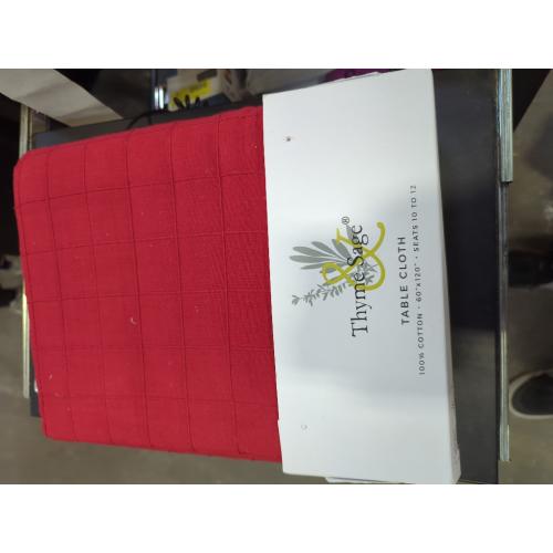 Thyme & Sage Red Tablecloth 60 x 120 Seats 10 To 12