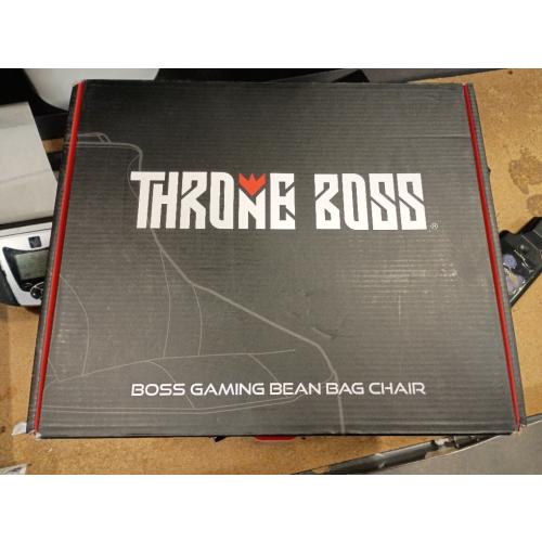 Throne Boss Gaming Bean Bag Chair Cover for Kids with High Back, Red – Floor Gaming Chair Cover, Easy to Clean Fabric, Large Side Pockets, Headphone Hanger, Requires 200 Liters Polystyrene Beans