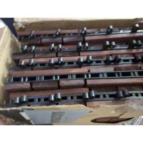 THYOI 10 Pcs Interlocking Deck Tiles 12 x 12, Patio Flooring Outdoor Waterproof, Acacia Wood Tiles All Weather, Floor Tiles for Balcony, Backyard, Indoor and Outdoor use (Round Joint, Dark Brown)