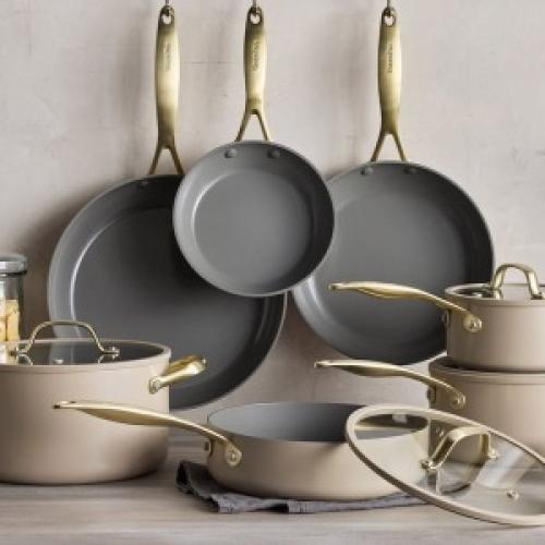 GreenPan Jewel Pro 11-Piece Cookware Set – Ceramic Nonstick, Assorted Colors, Dishwasher Safe