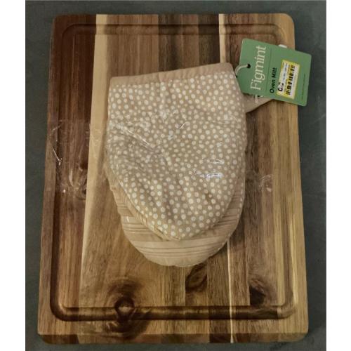 Reversible Acacia Wood Cutting Board Set Natural & oven mitt