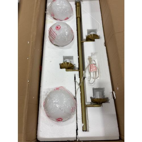 360 Lighting Kelowna Mid Century Modern 67 Tall Standing Floor Lamp Skinny Tree 3-Light Gold Metal Antique Brass Finish Living Room Globe White Shade