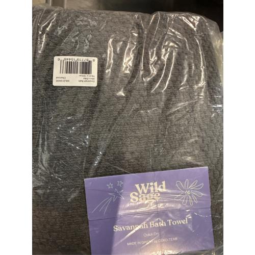 Wild Sage Savannah Quick Dry Solid Bath Towel in Charcoal - set of 3