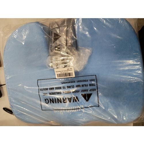 LuminaRest® Gel Seat Cushion for Long Sitting – CertiPUR-US® Certified Memory Foam – Tailbone Pain Relief Cushion, Adaptable for Office, Car, Airplane & Wheelchair – (Blue)