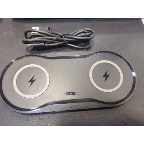 Black Dual Wireless Charging Pad for Multiple Devices, Dual 15W Charging Pad for iPhone 16/15/14/13/12/11/X,for Samsung Galaxy S25/S24/S23/S22/S21/S20/S10, with USB Cable (No AC Adapter)