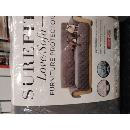 SureFit Home Décor SF44892 Microfiber Universal Cushion Sofa Quilted Furniture Throw Pet Couch Cover, Polyester, Machine Washable One Piece Dark Gray