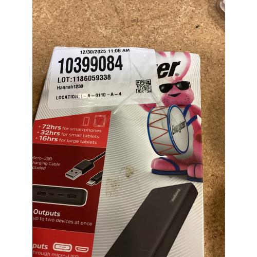 Energizer - MAX 20,000mAh High Speed Universal Portable Charger for Apple, Android, Google, Samsung & USB Enabled Devices - Black