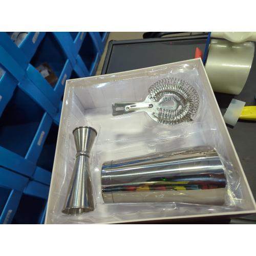 Professional Cocktail Shaker Set Bartending Kit: Weighted Boston Shaker Tins, Hawthorne Strainer and Japanese Jigger