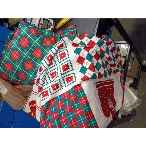 Dobuyly Christmas DuveSet Queen Christmas Tree Snowflake Bell Pattern Patchwork Bedding Set Reversible Red Green Plaid Xmas Comforter Cover with 2 Pillowcases