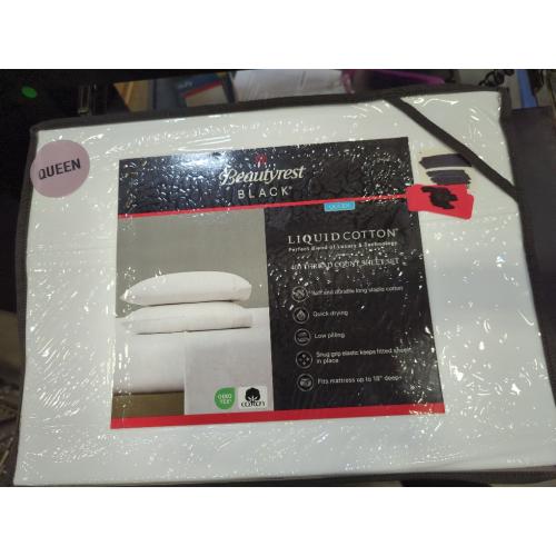 Beautyrest White Queen Liquid Cotton 400 Thread Count Sheet Set