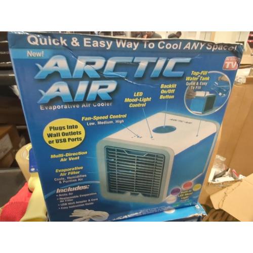 Arctic Air Evaporative Air Cooler by Ontel - Powerful, Quiet, Lightweight and Portable Space Cooler with Hydro-Chill Technology For Bedroom, Office, Living Room & More,Blue