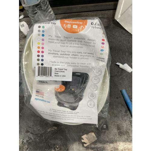Travel Tray Oval USA Made Extend Your Current Cup Holder to Hold Your Cup Plus A Tray for Snacks, Toys and Accessories. Use in a Car Seat, Booster, Stroller, Golf Cart, Outdoor Chair, Glow