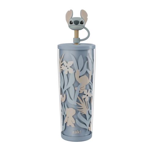 Zak Designs 32oz Stitch Stainless Steel Vacuum Insulated Water Bottle with Straw Lid Blue & Zak Designs 25oz Stitch Double-Wall Plastic Straw Tumbler with Topper Blue
