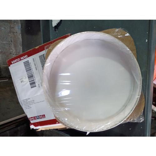 15 in. Beige Contemporary Integrated LED Flush Mount with Fabric Shade and White Acrylic Diffuser