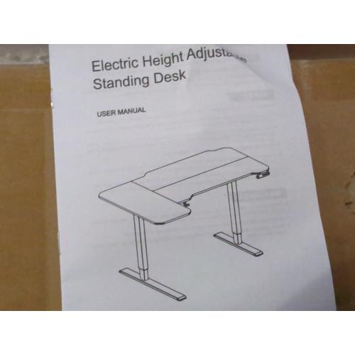 Color brown Daycia Height Adjustable L-Shape Standing Desk electric