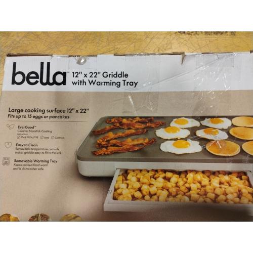 bella 10 x 20 Electric Griddle with Warming Tray, EverGood™ Ceramic Nonstick Coating & Removable Temperature Probe, Dishwasher-Safe Drip Tray & Cool Touch Handles, 1500 Watt, Oatmilk‼️light dirt and no cable‼️