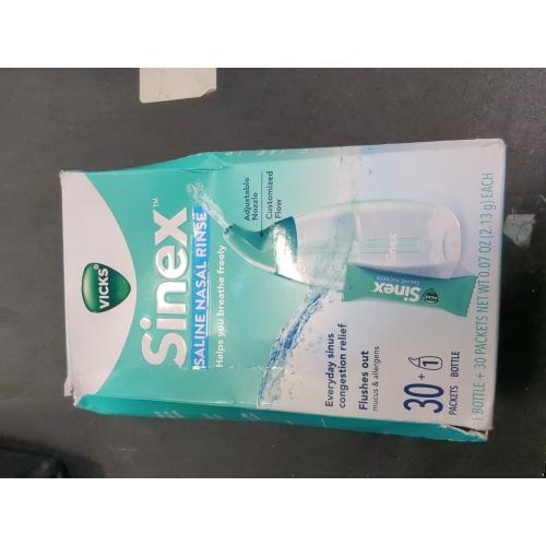 30Pack Vicks Sinex Saline Nasal Rinse   Packets, Nasal Decongestant for Sinus Relief, 30 Count