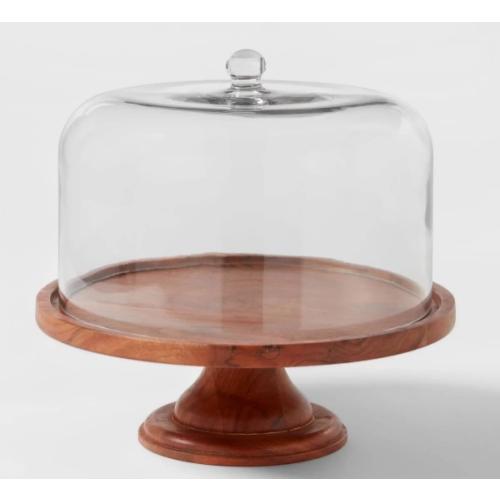 Round Glass & Wood Dessert Stand - Threshold™ MISSING THE GLASS