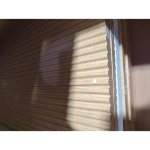 Fluted Sideboard Buffet Cabinet, 2 Doors Side Board Storage Cabinet, Buffet Cabinet with Line Groove Design,Side Board with Metal Legs and Handle, Buffet for Entryway, Natural Wood