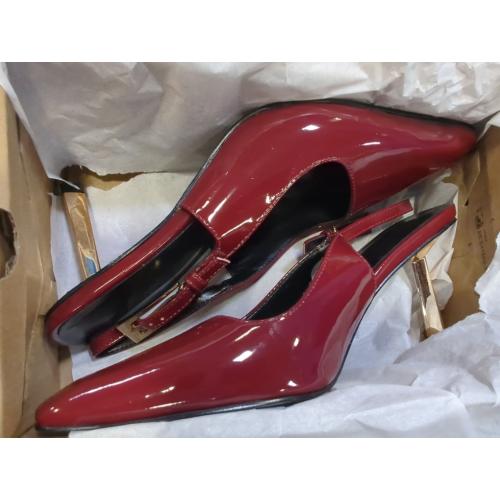 Red Size 6 iiimmu Slingback Heels for Women 3.5 in / 4 in Kitten Heel Closed Toe Pumps Dress Shoes
