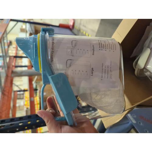 2 PCS Cereal Storage Containers, 1.5L/51oz Dry Food Rice Holder, Pet Dog Cat Food Dispenser with Measuring Cup, BPA Free Clear Plastic Kitchen Pantry Organization Bin, 1 Blue 1 White