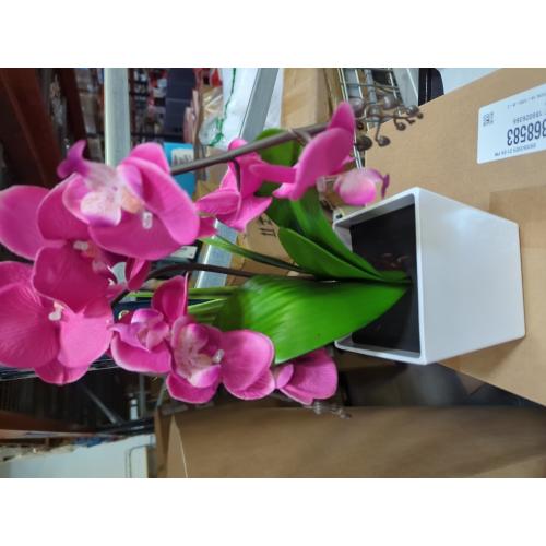 HOMESEASONS Orchid Lamp-LED Lighted Orchid Arrangements,Pre Lit Artificial Orchid,Light Up Flower Lights, Faux Orchid Phalaenopsis Arrangement (Purple)