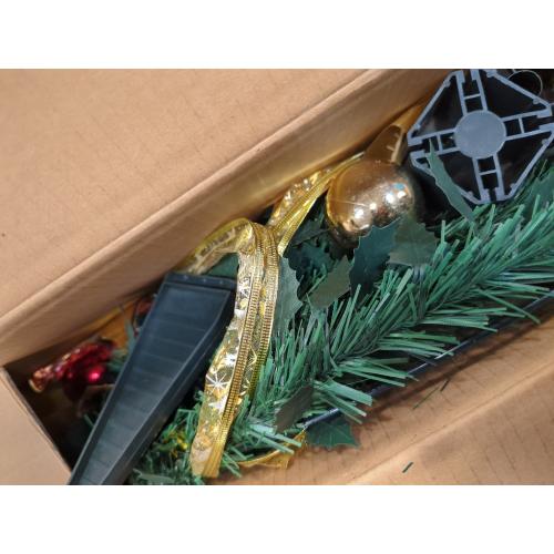 6 ft pre-lit Decorated Christmas Tree, 200 LED Warm Lights, Prelit pop-up Christmas Tree, Fully Decorated 66 Ornaments, Collapsible Pull Up Christmas Tree with Lights for Indoor Home Party Decor