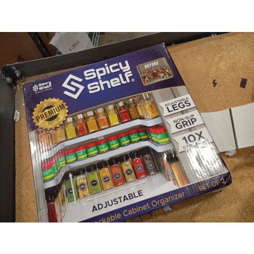 Spicy Shelf 3.0 - Expandable 2 Tiered Spice Rack Organizer for Cabinet & Pantry - Kitchen Seasoning Organizer - Cabinet Spice Racks for Inside Cabinets (Spicy Shelf Premium) - Home Organization