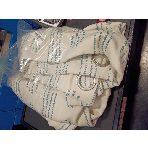 100% Boho Blackout Curtains 84 Inches Long for Bedroom, Blue on Beige Patterned Bohemian Curtains for Living Room, Geometric Striped Thermal Insulated Window Drapes Gromment Top 2 Panels