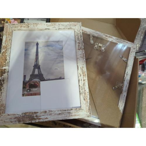 8x10 Picture Frame Set of 3 Made of Real Glass and Distressed White Wooden Frame, 8 by 10 Photo for Wall or Tabletop - Display Picture 5x7 with Mat or 8x10 Without Mat