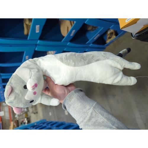 Cute Cat Plush Long Body Pillow – Soft Cartoon Stuffed Animal Doll, Kawaii Cat Plushie Valentines Day Gifts for Kids, Girls & Girlfriend (Gray, 19.7 Inch)