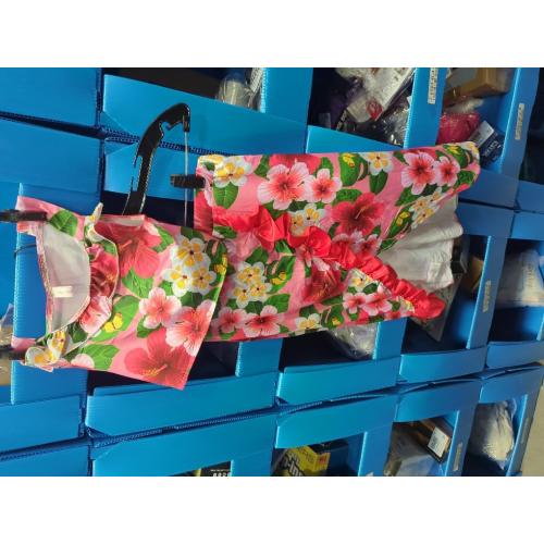 Size S....ReliBeauty Hawaiian Skirt Costume for Girls Red Flowers 6 Piece Kit