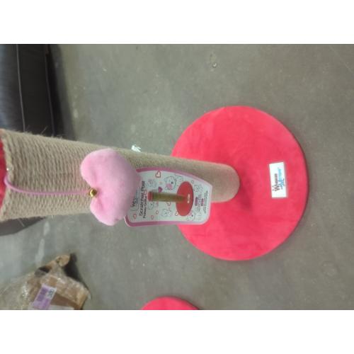 Whisker and Mittens Red Cat Scratching Post with Pink Heart Toy