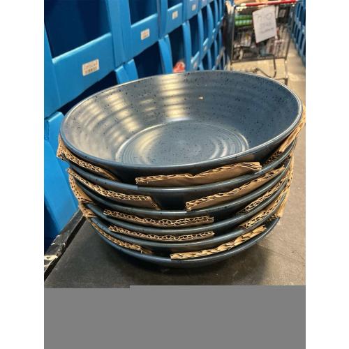 HASENSE Pasta Bowls, Ceramic Serving Bowls Set of 6 Serving Dishes for Salad, Pasta, Soup, Fruit - Blue Dinner Plate Bowls for Home Gift, Dishwasher & Microwave Safe