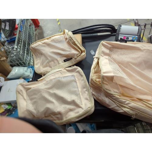 BAGAIL Set/6 Compression Packing Cubes Travel Accessories Expandable Packing Organizers (Square Mesh, 06-Beige)