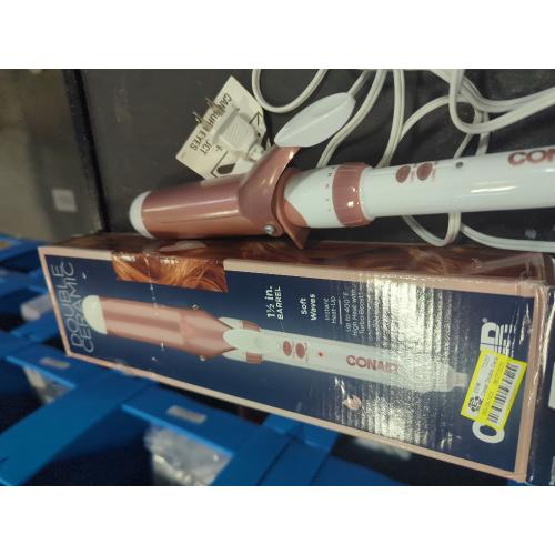 Conair Double Ceramic 1-1/2 Inch Curling Iron, 1.5-Inch Barrel Creates Soft Waves and Curls, Hair Curler for Use on Medium and Long Hair, White