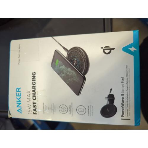 Anker Wireless Charger with Power Adapter, PowerWave II Pad, Qi-Certified 15W Max Fast Wireless Charging Pad for iPhone 16/16 Pro/16 Pro Max/14/13/12, Galaxy S10 S9 S8, Note 10 Note 9 & More