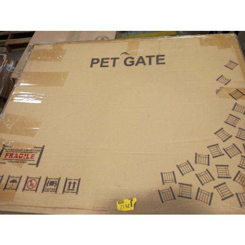 Vantas Folding Pet Gate 144 Wide, 30 Tall No-Assembly Wooden Dog Gate with Door Walk Through, Freestanding Wire Pet Gate, Pet Puppy Safety Fence, with 2PCS Support - White