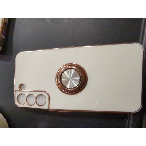 Tnarru Designed for Samsung Galaxy S22 Plus Case with Ring Stand, Support Magnetic Car Mount Rotating Finger Holder Soft TPU Cover Plating Edge Protective Slim Phone Case for Samsung S22  Plus White