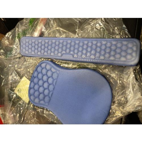 Hokafenle 2 in 1 Ergonomic Mouse Pad Wrist Support & Wrist Rest for Computer Keyboard Set, with Relieve Carpal Tunnel Pain Massage Bulge and Full Memory Gel Design (2In1 Set, Dg Blue)