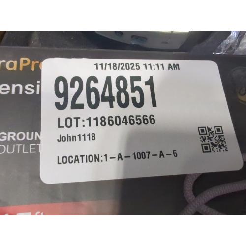 Size 15 ft. 3-Outlet Designer Pro Extension Cord Surge Protector, White/Gray