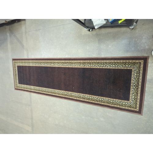Antep Rugs Alfombras Modern Bordered 2x7 Non-Skid (Non-Slip) Low Profile Pile Rubber Backing Indoor Area Runner Rugs (Brown Beige, 2' x 7')